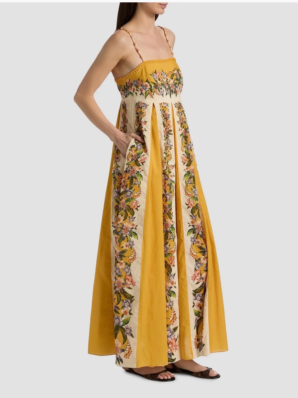 Farm Rio Sand Hilo Sleeveless A-Line Maxi Dress - Picture 2 of 6